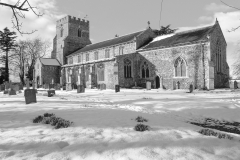 BW-St-Nicholas-Church-in-snow-Ashill-10-2-21